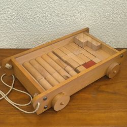 Jouet d'éveil en bois Ancien Chariot de pieces pour Construction, xxl, Vintage, Style Montessori