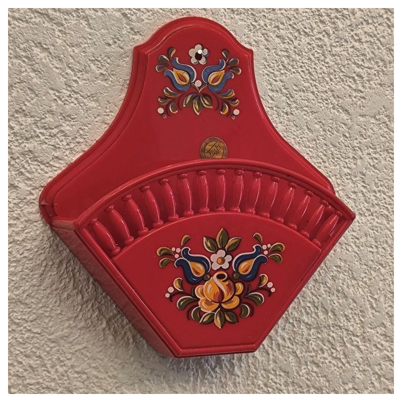 porte-filtre à café mural vintage en plastique rouge de la marque Emsa (fabriqué en Allemagne de l'Ouest)