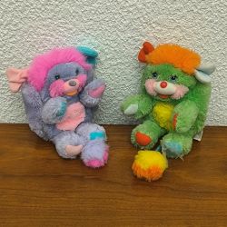 Lot de 2 peluches vintage Popples de la marque Mattel (années 1980)