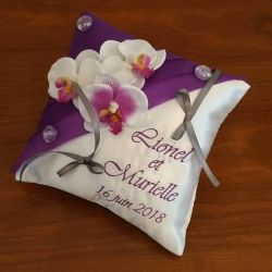 porte-alliances : les orchidées (couleur de voile, fleurs et broderie au choix)