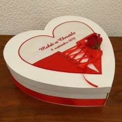 Tirelire coeur personnalisée pour votre mariage thème cabaret avec vos prénoms et la date de votre mariage